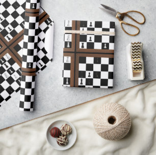 Papel De Presente Jogo do Conselho do Chess em Curso