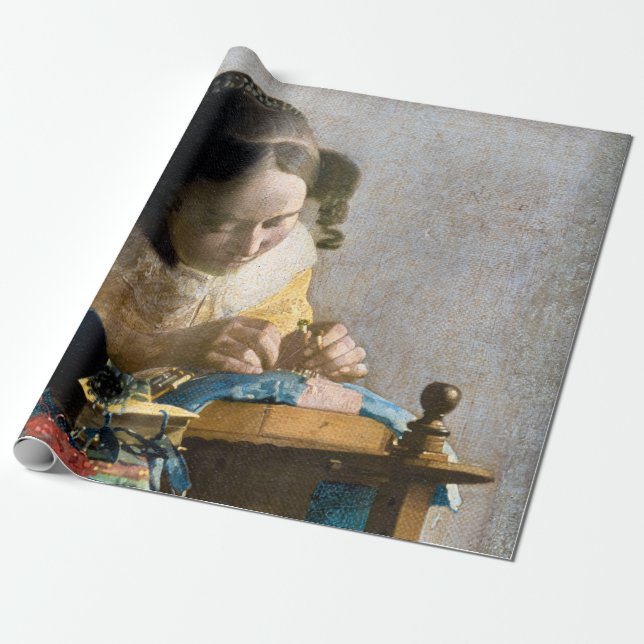 Papel De Presente Johannes Vermeer - O Lacemaker (Desenrolado)