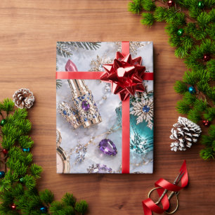 Papel De Presente Joias Cosméticos Azul Roxo Natal