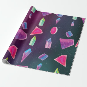 Papel De Presente Joias de Aquarela Cores da Galáxia Colorida