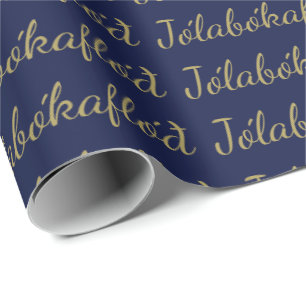 Papel De Presente Jólabókaflóð Livro Azul Inundação do Livro de Nata