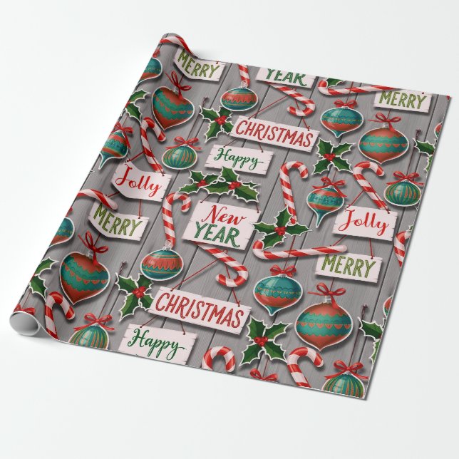 Papel De Presente Jolly Holiday Jumble (Desenrolado)