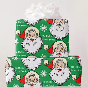 Papel De Presente Jolly Santa Claus adiciona o nome da criança verme