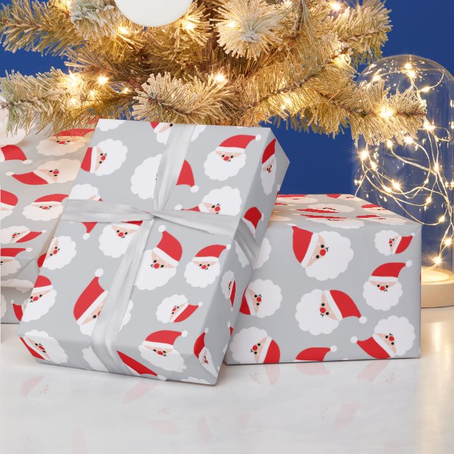 Papel De Presente Jolly Santa Claus Natal Presente Cinza Sem Costura (Feriados)