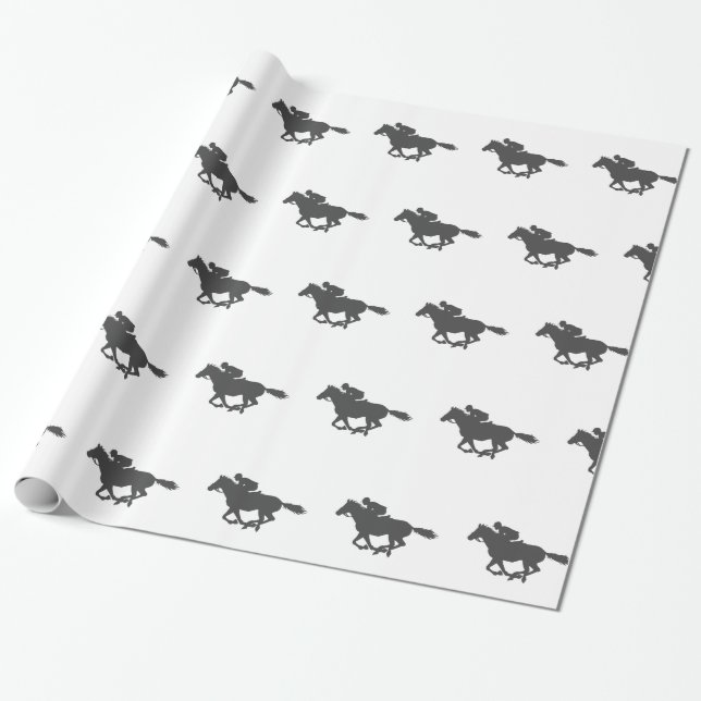 Papel De Presente Jóquei em cavalos de Silhuette - Escolher cor de f (Desenrolado)