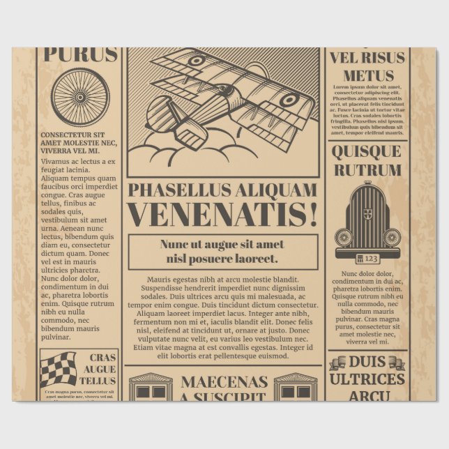 Papel De Presente jornal antigo (Aberto)