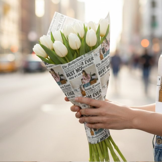 Papel De Presente Jornal Personalizado do Dia das Mães (Criador carregado)