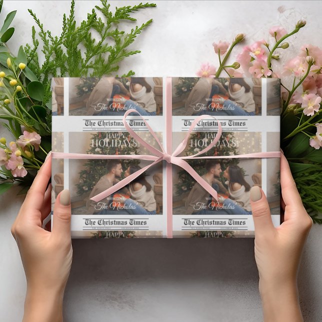 Papel De Presente Jornal Que Ano Férias Foto Natal (Criador carregado)
