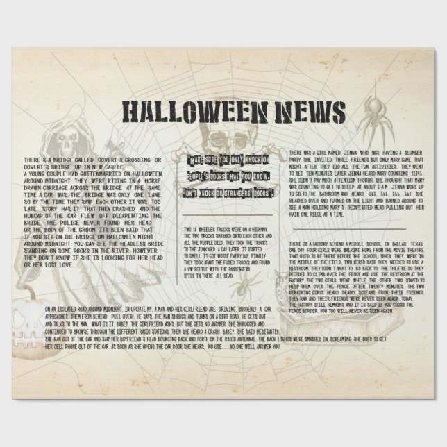 Papel De Presente Jornal Vintage Halloween (Aberto)