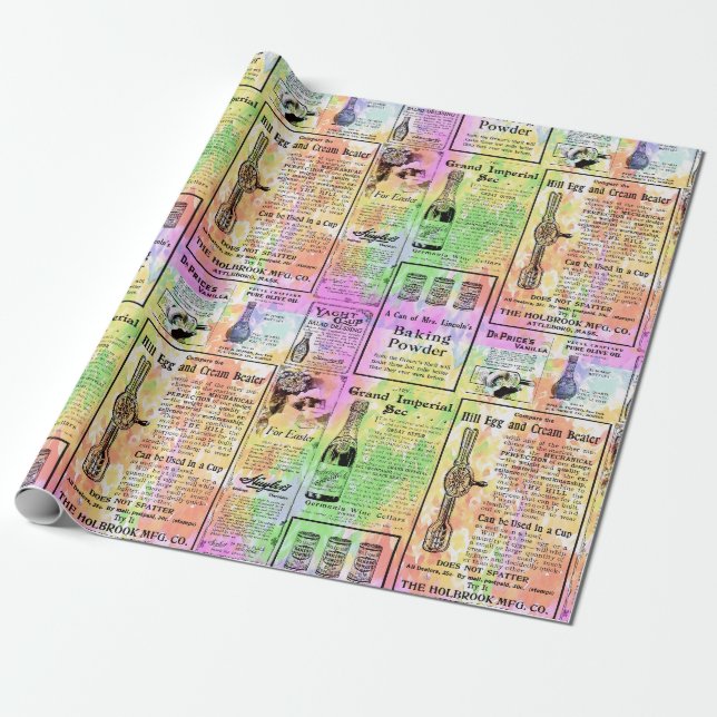 Papel De Presente Jornal Watercolor (Desenrolado)