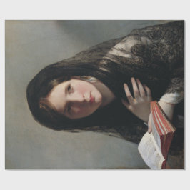 Papel De Presente Jovem Mulher Perdida nos Sonhos (Lendo um Livro)