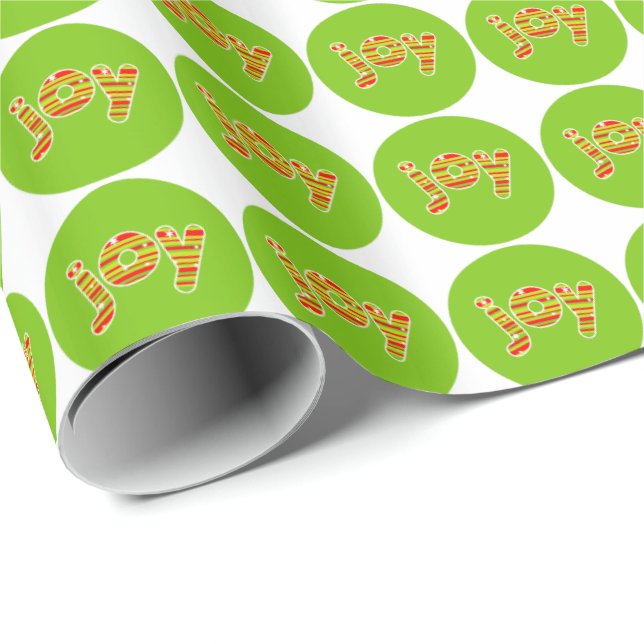 Papel De Presente JOY at Christmas, Red & Green Stripes (Ponta do rolo)