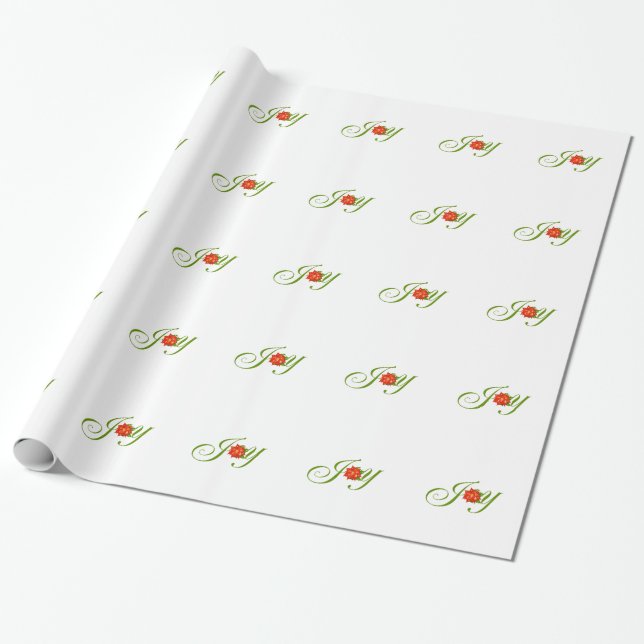 Papel De Presente Joy Christmas Poinsettia Xmas Holiday Pattern (Desenrolado)