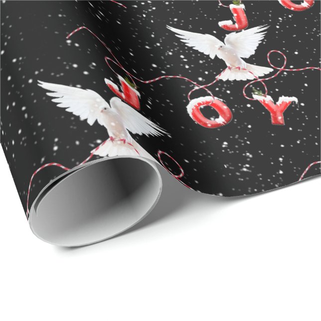 Papel De Presente Joy Dove e Flocos de Neve de Natal (Ponta do rolo)