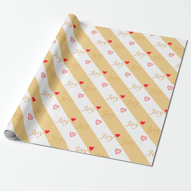 Papel De Presente Joy Hearts em Striped Diagonal (Desenrolado)