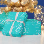 Papel De Presente JOY Lettering Fashionable Floured Aqua Blue<br><div class="desc">Traga um pouco de JOY para o seu presente com esta caligrafia giz numa cor maravilhosamente moda - como uma caixa de joias com a letra branca 'alegremente' a girar como uma fita branca. Perfeito para um presente de casamento e que diz que o Natal sempre tem de ser vermelho....</div>