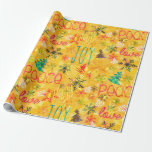 Papel De Presente Joy Peace Love Typografia Yellow Christmas<br><div class="desc">Design de tipografia de Natal de Peace Love Joy. Legal padrão de Natal com tons amarelos e realces vermelhos e brancos</div>