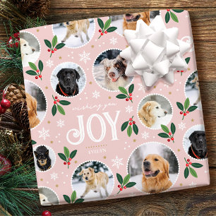 Papel De Presente Joy Snowflake - Colagem de Fotografias Fresca Rosa