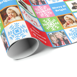 Papel De Presente Joy Snowflake Pastels adiciona fotos da família