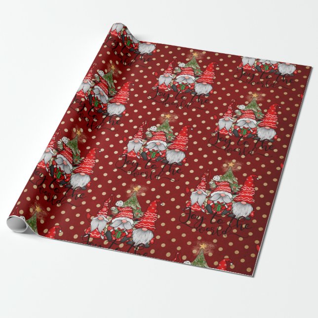 Papel De Presente Joy To The World Gnomo Wraps Paper (Desenrolado)