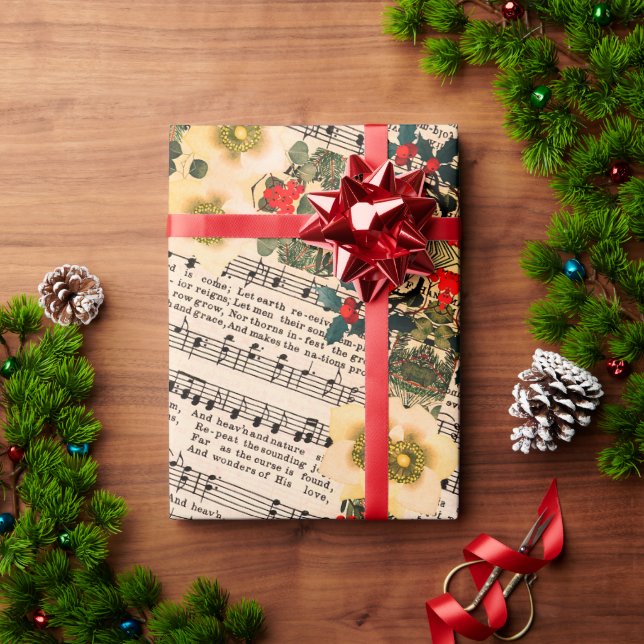 Papel De Presente Joy to the World Sheet Music Wrapping Paper (Presente de Natal)