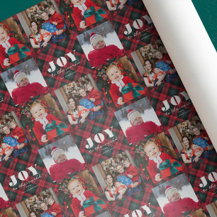 Papel De Presente Joy to the World Xadrez Photo Holiday Wrapping Pap