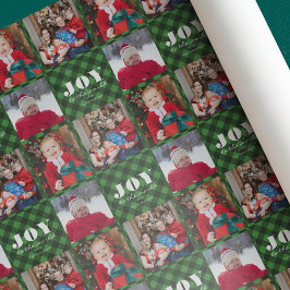 Papel De Presente Joy to the World Xadrez Photo Holiday Wrapping Pap