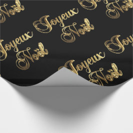 Papel De Presente Joyeux Noel French Christmas Black and Dourado