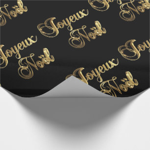 Papel De Presente Joyeux Noel French Christmas Black and Dourado
