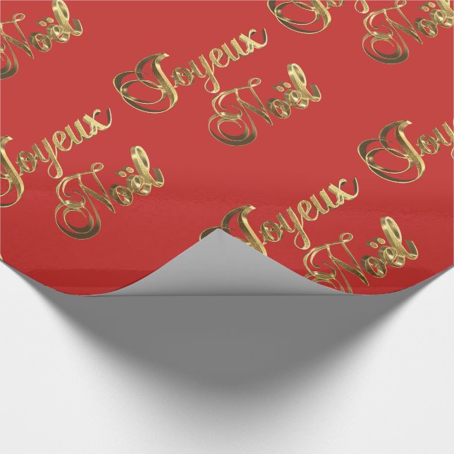 Papel De Presente Joyeux Noel French Christmas Red and Dourado (Ponta)