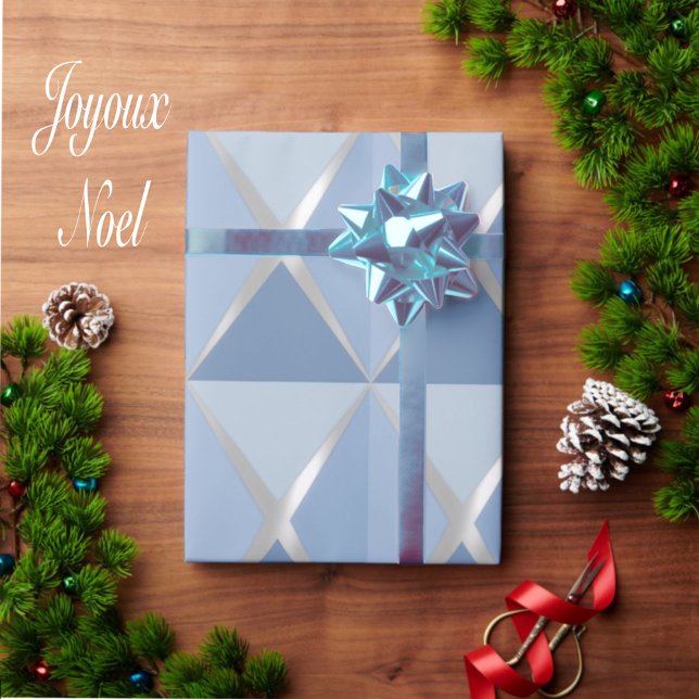 Papel De Presente Joyoux Noel Christmas Blue Wrapping Paper (Criador carregado)