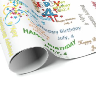 Papel De Presente Julho, 4 de Aniversário
