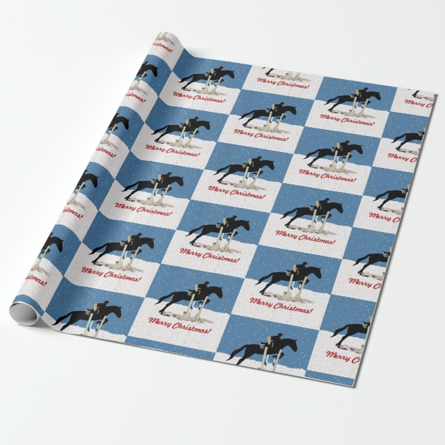 Papel De Presente Jumper de Cavalo Equestre de Natal (Desenrolado)