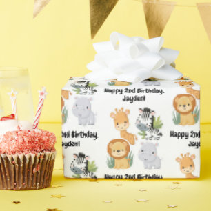 Papel De Presente Jungle Safari 1º 2º 3º 4º Aniversário