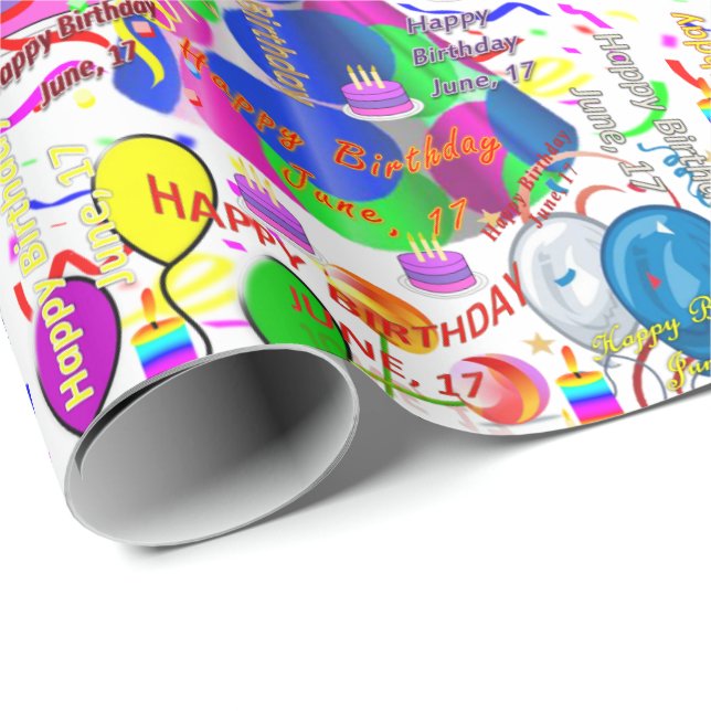 Papel De Presente Junho, 17 de aniversário (Ponta do rolo)