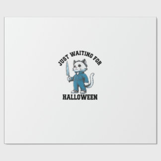 Papel De Presente Just Waiting For Halloween, Funny Cat Horror Hallo