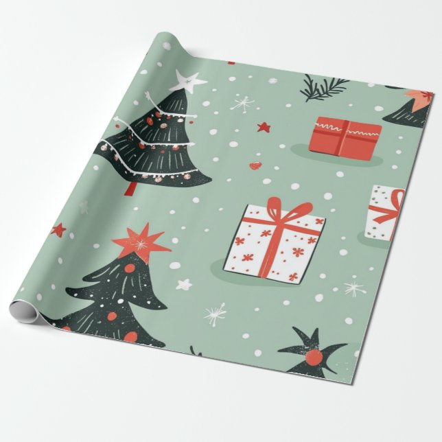 Papel De Presente Kadopapier kerst blauw (Desenrolado)