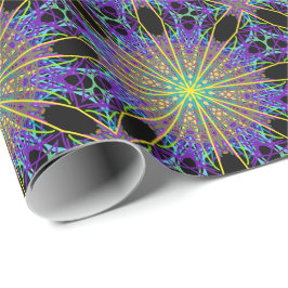 Papel De Presente Kaleidoscope Star, Roxo - Arte Verde Laranja