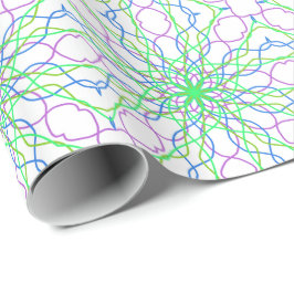 Papel De Presente Kaleidoscope Star, White Green Blue Art