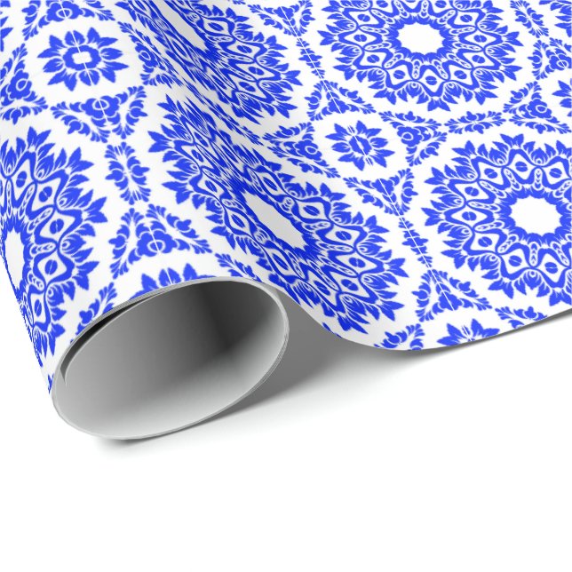 Papel De Presente Kaleidoscópio Azul (Ponta do rolo)