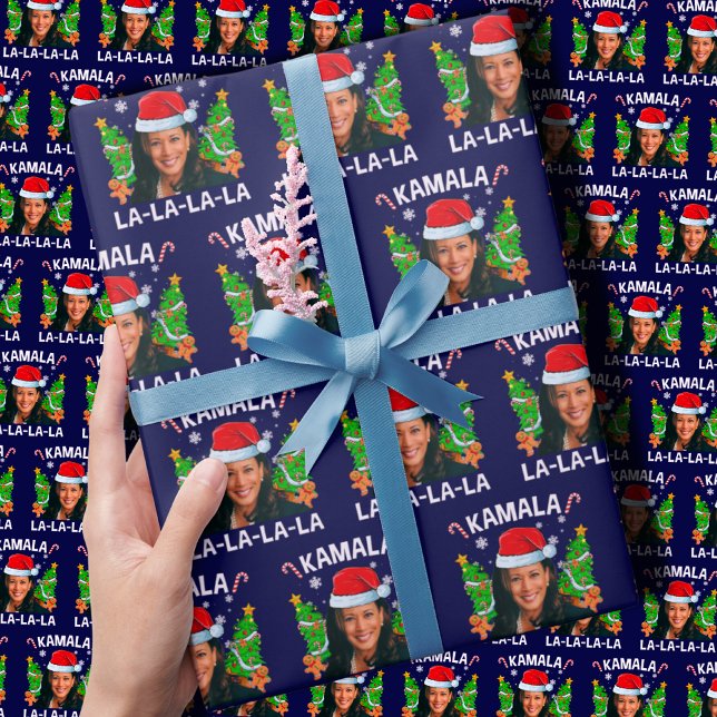 Papel De Presente Kamala Harris 2024 Blue Christmas (Criador carregado)