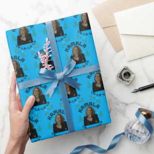 Papel De Presente Kamala Harris Christmas Blue