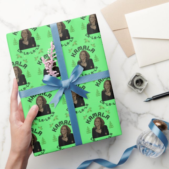 Papel De Presente Kamala Harris Christmas Green (Presentear)