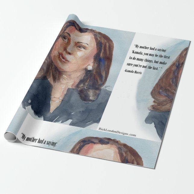 Papel De Presente Kamala Harris & Citação (Desenrolado)