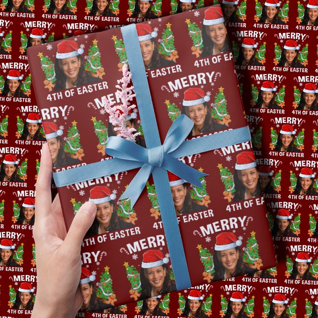 Papel De Presente Kamala Harris Feliz 4º Da Páscoa (Criador carregado)