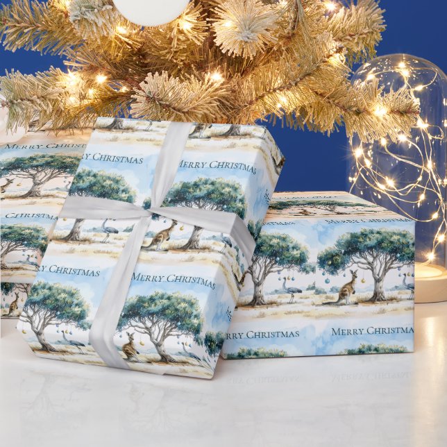 Papel De Presente Kangaroo e Emu Christmas Gumtree Baubles (Feriados)