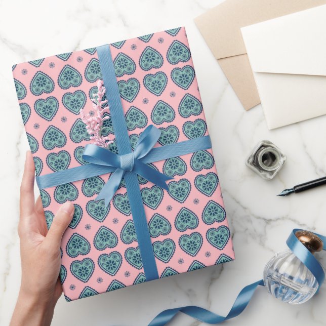 Papel De Presente ‘Karlek’ heart pattern gift Wrapping Paper  (Presentear)