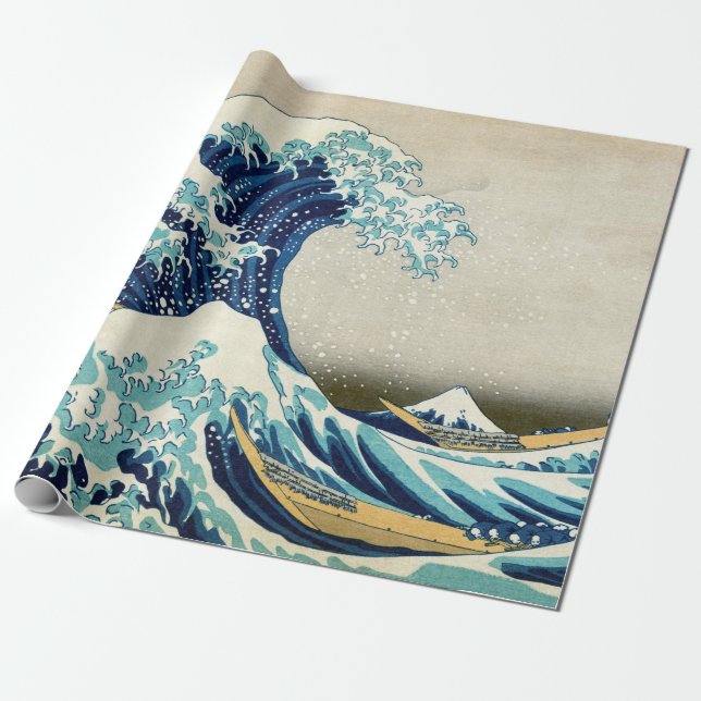 Papel De Presente Katsushika Hokusai - A onda do Excelente de Kanaga (Desenrolado)