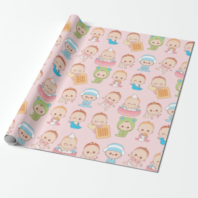 Papel De Presente Kawaii Babies (Desenrolado)