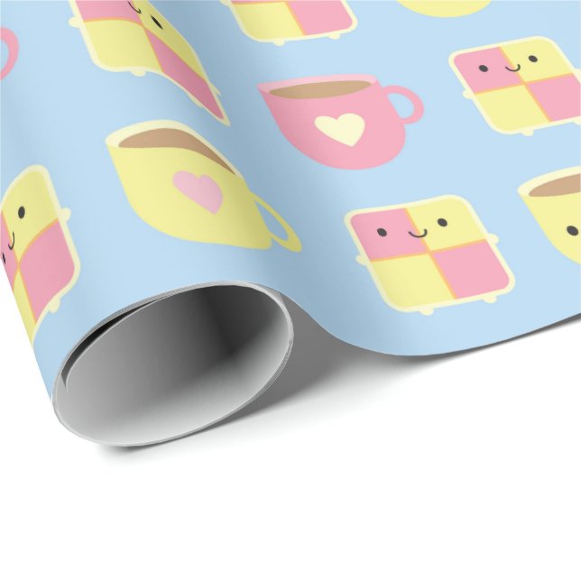 Papel De Presente Kawaii Battenberg - Taça de Chá (Ponta do rolo)